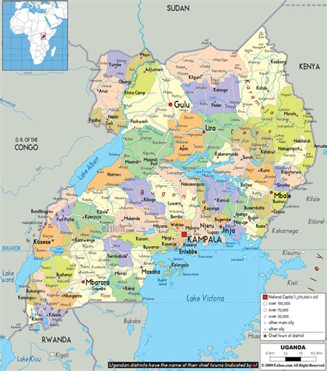 Uganda Map Showing All Districts
